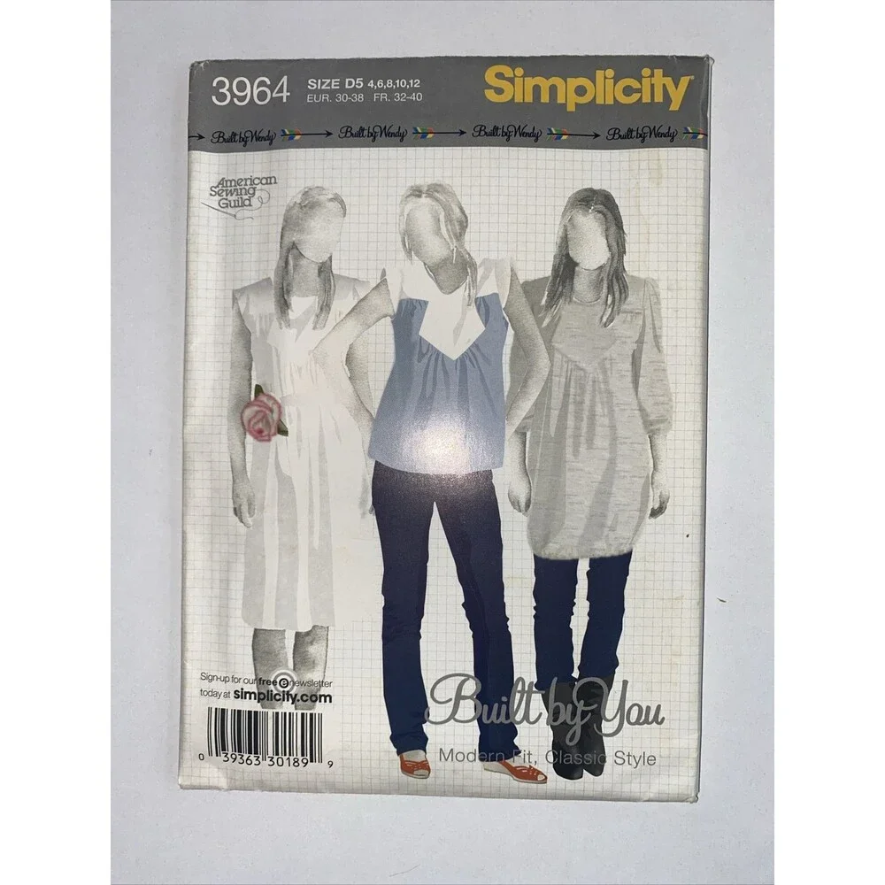 Simplicity Pattern 3964 Built By You Misses Dress Tunic Top Sz 4 6 8 10 12 UNCUT